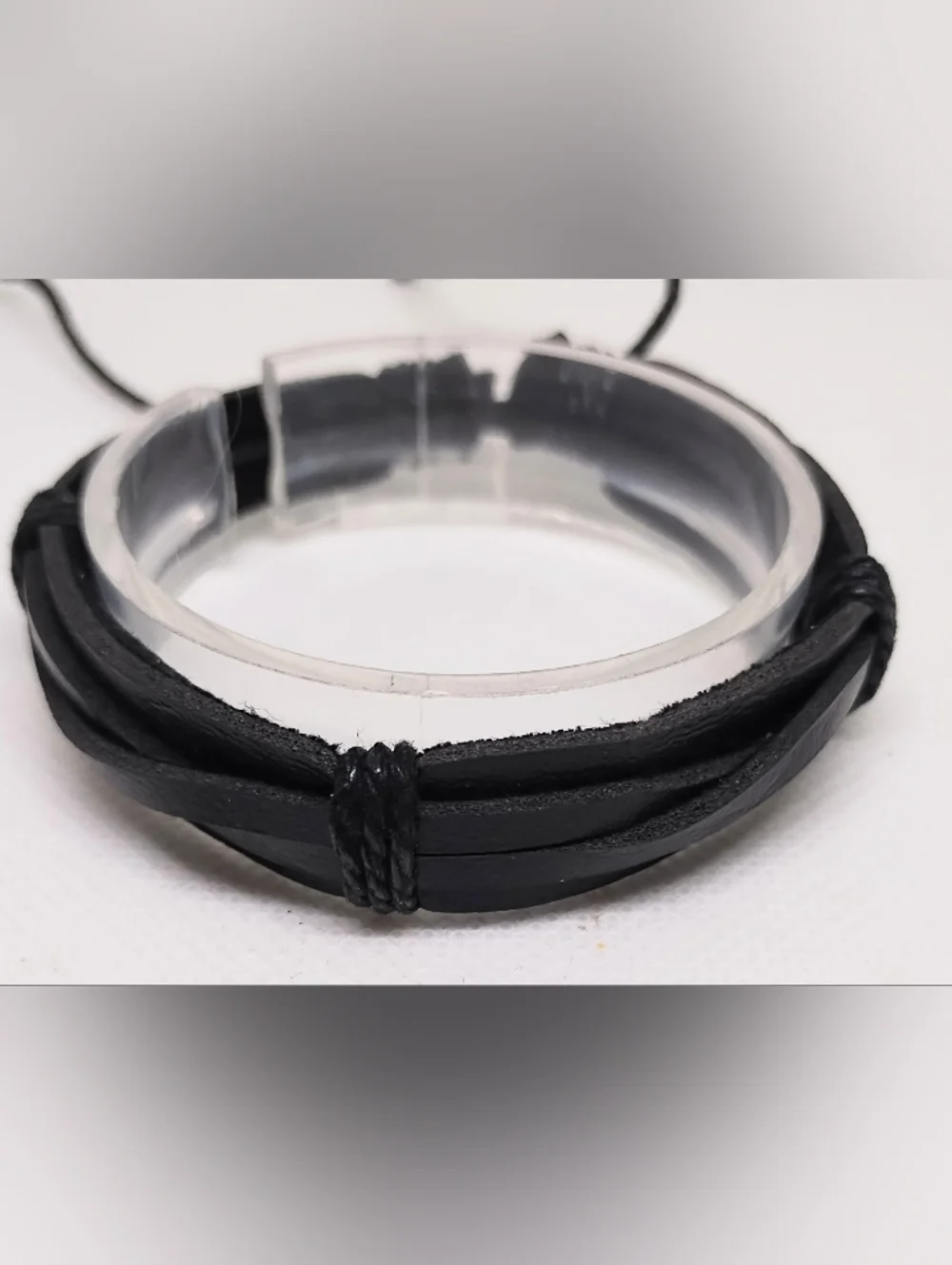 Men's Leather Bracelet Layered‎ Black Jewelry New g9